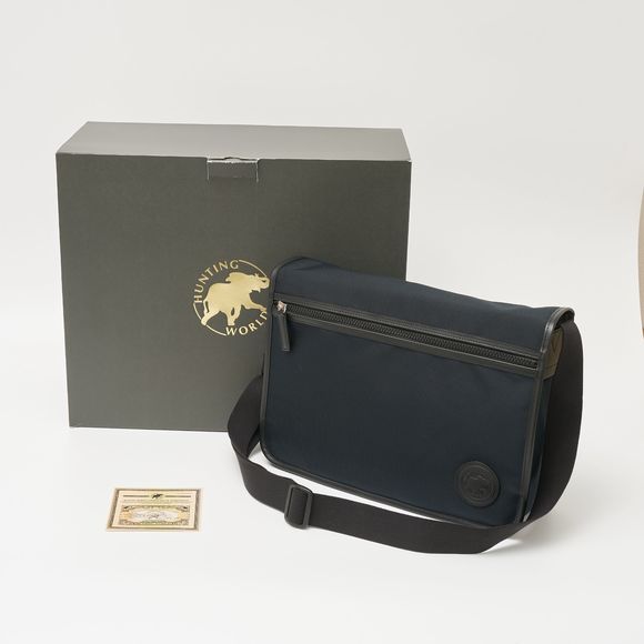 Hunting World Canvas Shoulder Bag Nylon Leather Blue Black - Picture 16 of 16